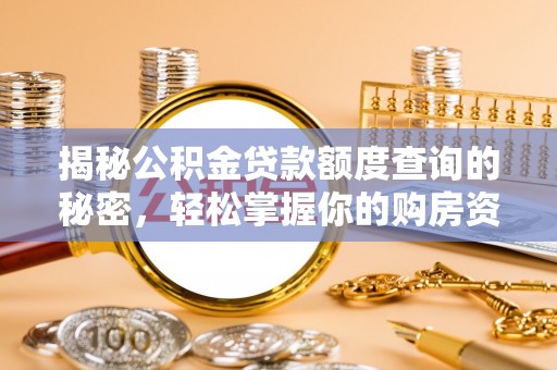 海盐揭秘公积金贷款额度查询的秘密，轻松掌握你的购房资金